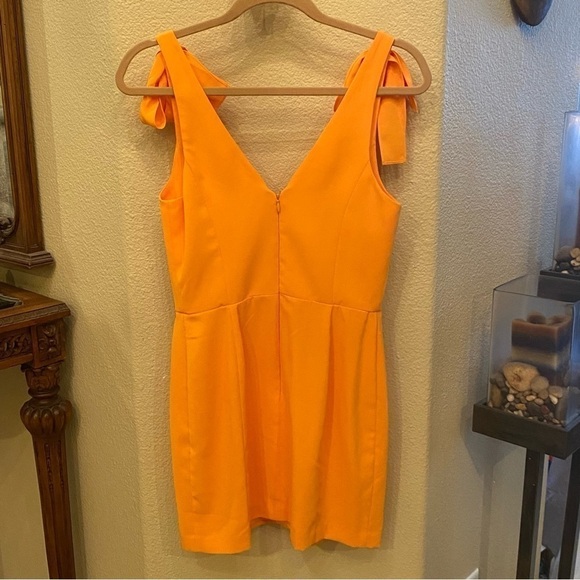 AMANDA UPRIGHT Women Yellow Mustard Bow Party Dress Size Small - Picture 4 of 7